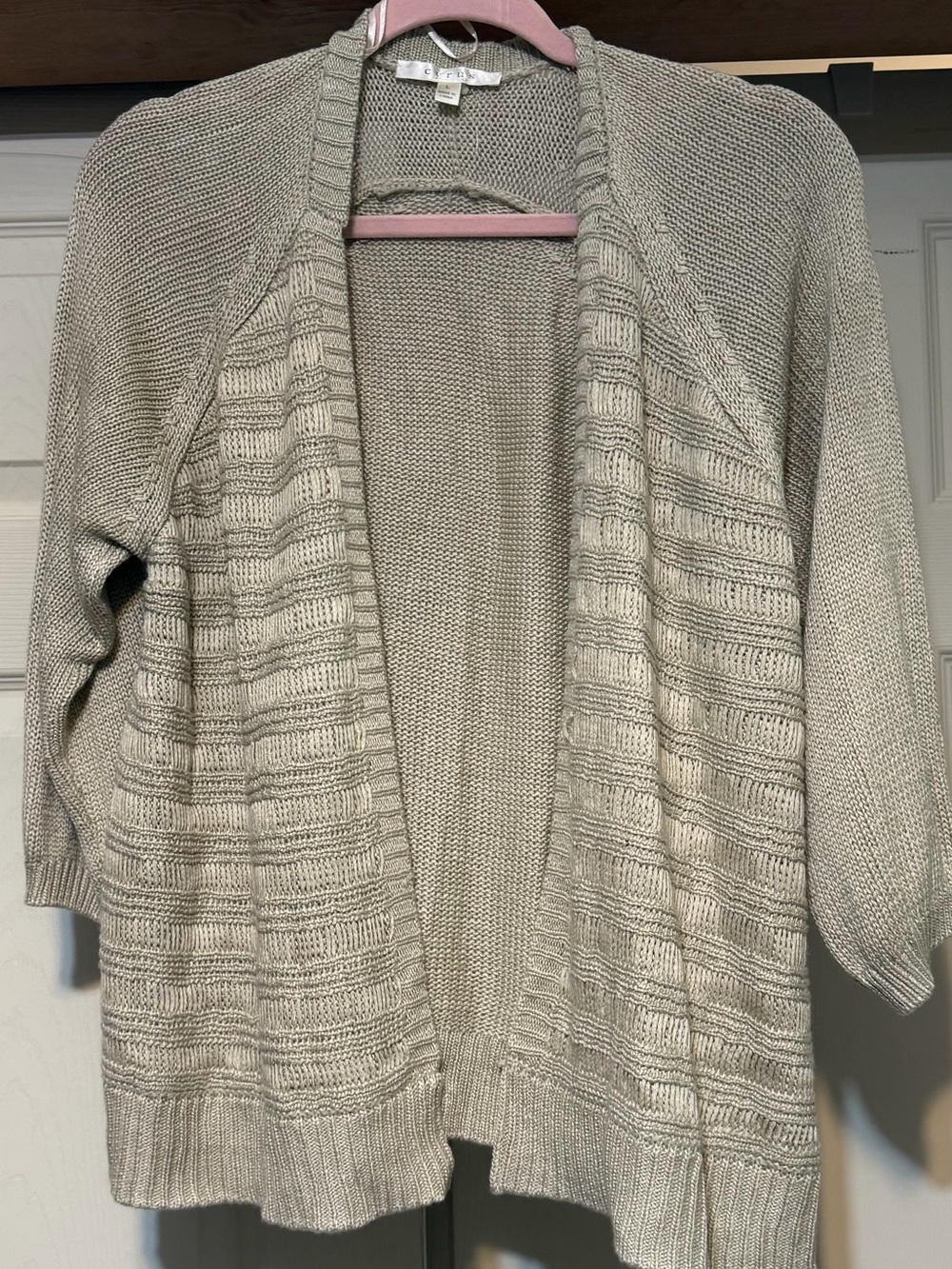 Cyrus Open-Front Knit Cardigan - Light Beige